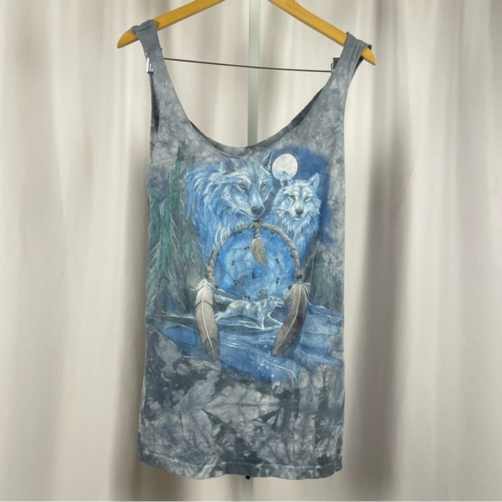 The Mountain Wolf Tie Dye Graphic Tank Top Dreamcatcher Native American
